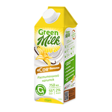 Напиток растит.безалк. Соя+Ваниль, 0,75л*1т/пак /Green Milk/Здоровое Меню/