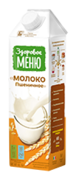 Напиток растит.безалк.Молоко Пшеничное, обогащ.Ca,витаминами, 1л*1т/пак /Здоровое Меню/