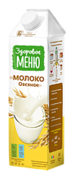 Напиток растит.безалк.Молоко Овсяное, обогащ.Ca,витаминами, 1л*1т/пак /Здоровое Меню/