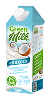 Напиток растит.безалк. Кокос, 0,75л*1т/пак /Green Milk/Здоровое Меню/