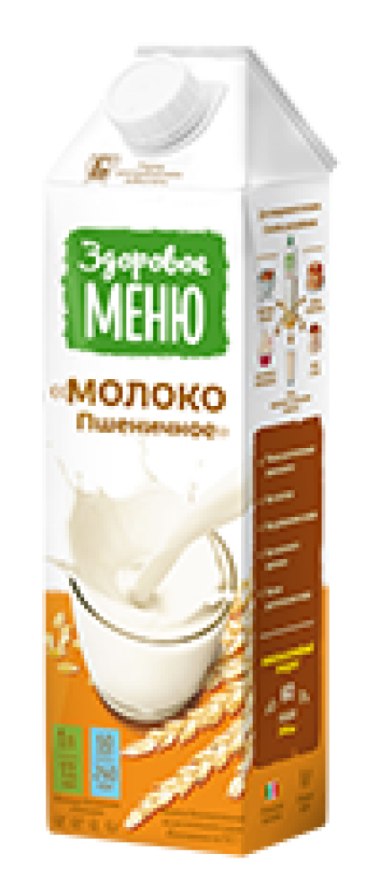 Напиток растит.безалк.Молоко Пшеничное, обогащ.Ca,витаминами, 1л*1т/пак /Здоровое Меню/