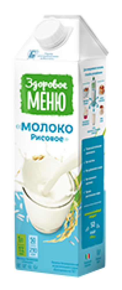 Напиток растит.безалк.Молоко Рисовое, обогащ.Ca,витаминами, 1л*1т/пак /Здоровое Меню/