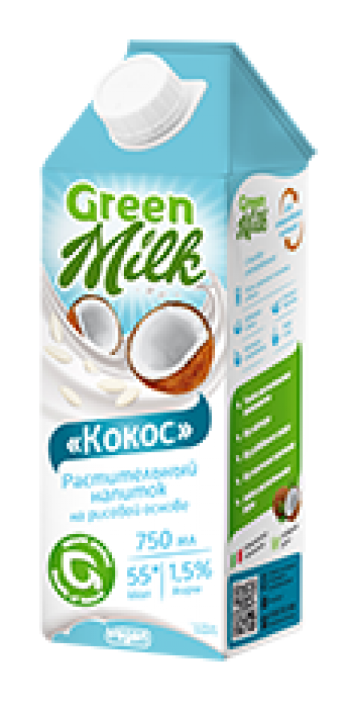 Напиток растит.безалк. Кокос, 0,75л*1т/пак /Green Milk/Здоровое Меню/